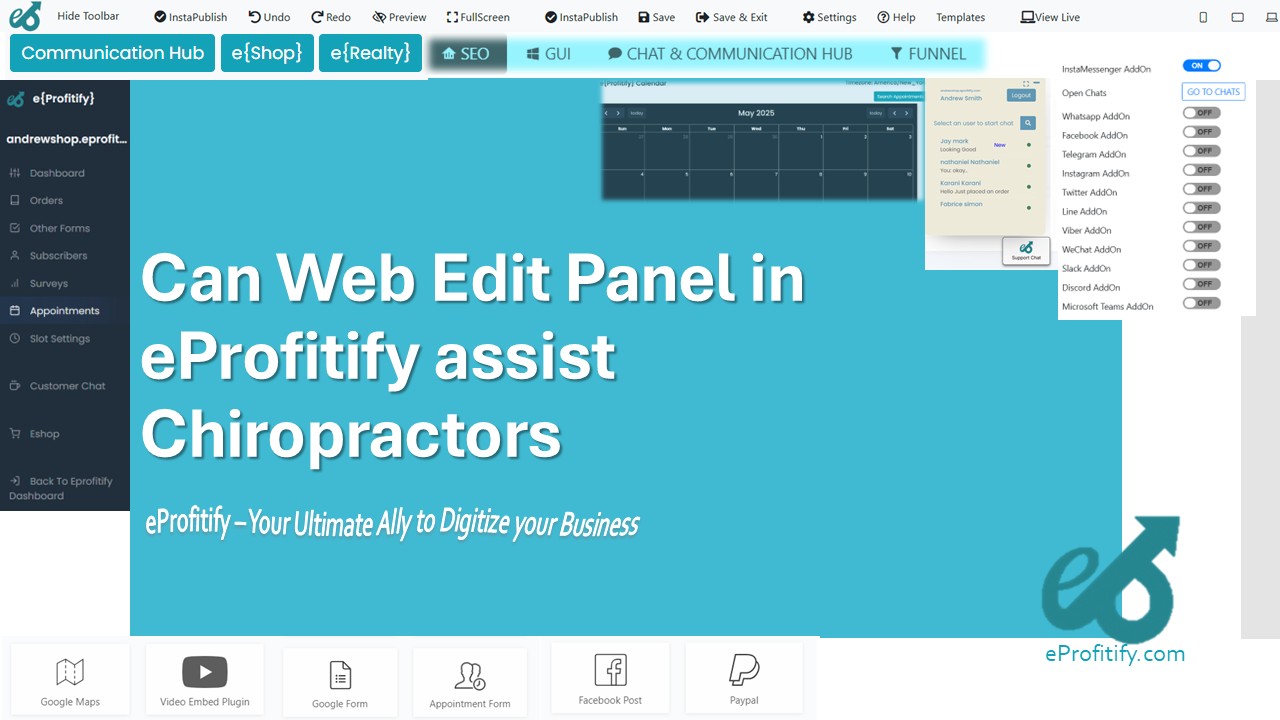 Can Web Edit Panel in eProfitify assist Chiropractors